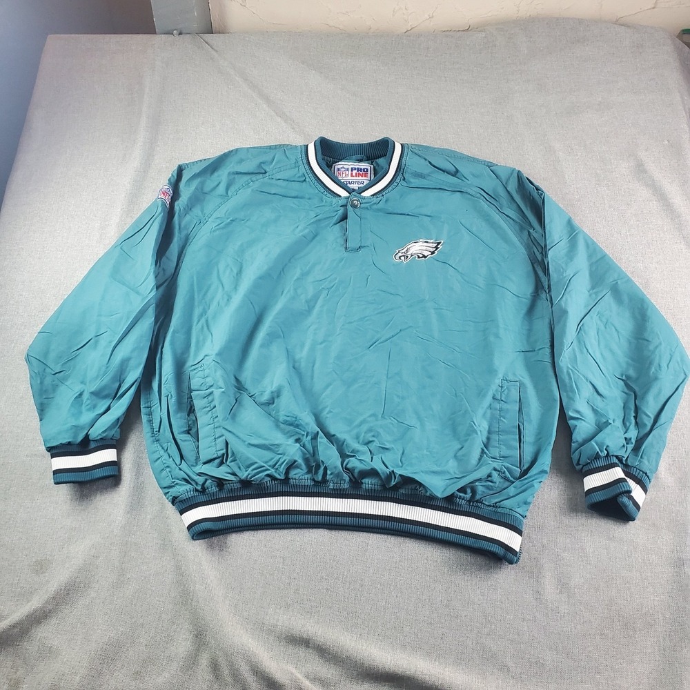 Vintage Starter Pro Line NFL Philadelphia Eagles V-NECK Pullover Jacket Mens XL